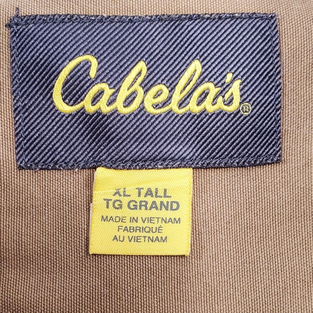 Cabelas Mens XL Tall Tan Cotton Canvas Short Sleeve Work Shirt Button Down - Picture 7 of 7